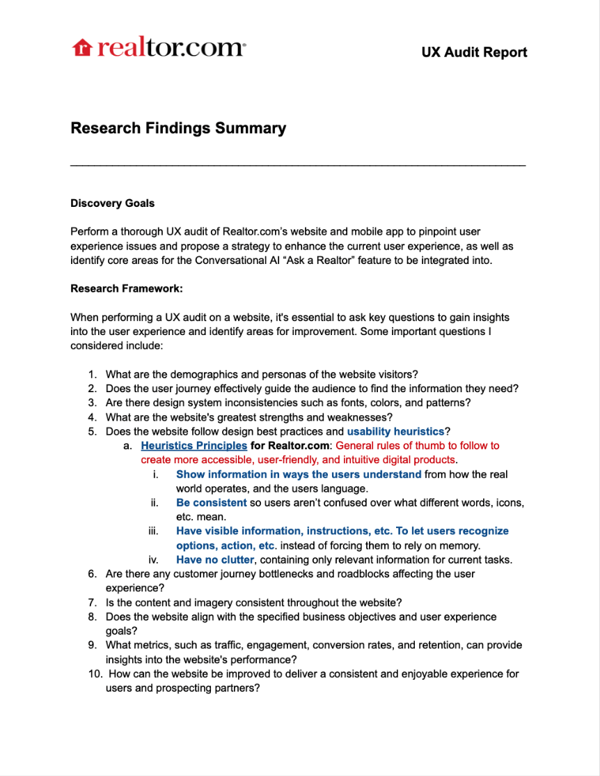 UX audit findings