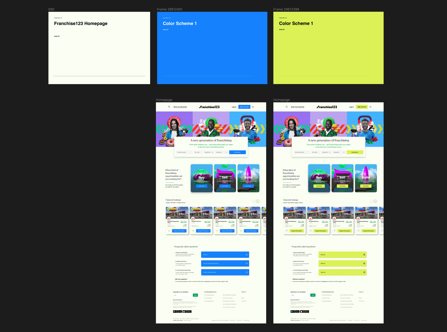 Two homepage color directions
